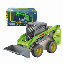 1/50 Construction Truck Toy for Kids 3 in 1 Skid Steer Loader with Forklift and Grab Shovel Construction Vehicle for Boys Gifts-Green