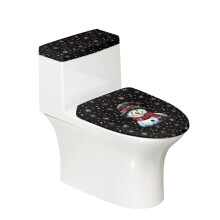 Ensemble de couvercles de réservoir de toilettes Bonhomme de neige de Noël – 2 pièces, allongé et rond, compatible avec les toilettes standard