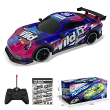 Carro de drift com controle remoto para crianças, escala 1/18, com luzes e pneus duplos, ideal para meninos e meninas como presente de Natal e