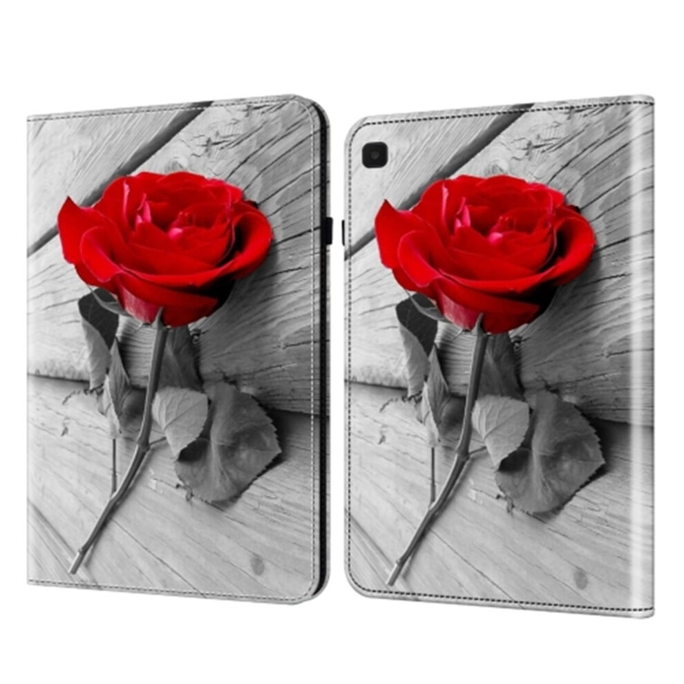 Tablet Case For Compatible With Samsung Galaxy Tab A9 Â Lightweight Pu Leather/Tpu Folio With Card Slots & View Stand, Flower Red 9340959410224