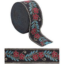 7,7 Yards (ca. 7 m) Vintage-Jacquardband mit Stickerei, floralem Webmuster und Fransen – Schrägband für DIY-Bastelarbeiten, Kleidung und