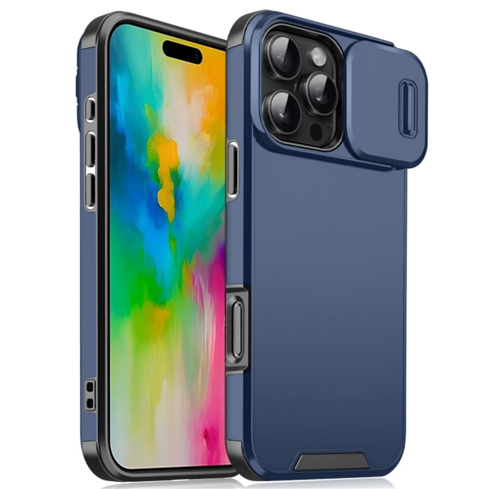 Heavy Duty Shockproof Case For Iphone 16 Pro Max 6.7", Compatible With Magsafe, Built-In Slide Camera Cover, Blue 9340959410460