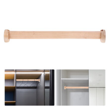 Wooden Closet Rod for Hanging Clothes 40 to 50CM Heavy Duty 2 Ends Clothes Pole Support Dowel