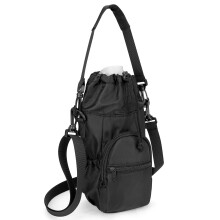 Sports Water Bottle Carrier with Strap, Compatible with Camelbak Chute Mag 50oz, Insulated Sling Bag w/ Phone Pocket (Black)