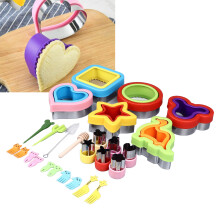 26PCS Sandwich & Cookie Cutter Set Stainless Steel Shapes with Fork & Brush