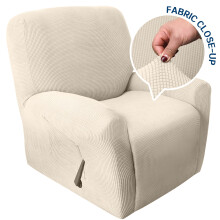 Överdrag till soffa i stretch, 1-sits fåtöljöverdrag med sidoficka, mjukt rutigt jacquardtyg