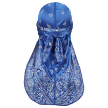 Eșarfă de mătase pentru bărbați și femei, cu model Paisley, asortată, bandană Doo rag, cu coadă lungă și bretele late, pentru 360Waves,