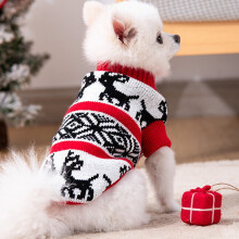 Gezellige kersttrui voor honden – zacht gebreid, met kerstman- en sneeuwpopmotieven, warme feestkleding voor kleine tot grote honden, klaar voor
