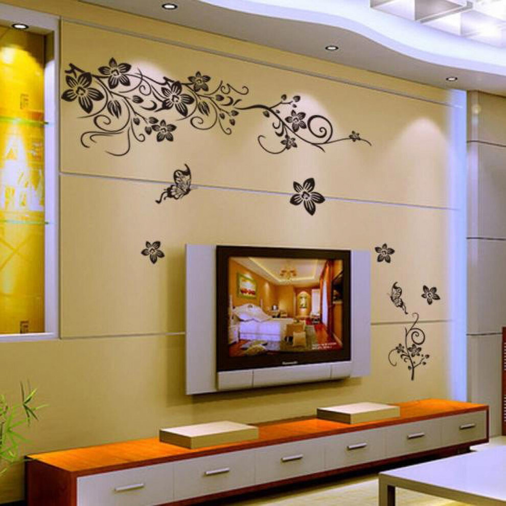 Flower Wall Decals, Peel & Stick Vinyl Art Stickers For Living Room Â Removable Vine Mural, Compatible With Hee Home Decor 9193271105022