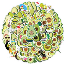 Adesivos de abacate à prova d'água, adesivos de frutas de desenho animado para laptop e mala.