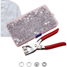Kit de costura de 100 botones metálicos con alicates manuales – Manualidades, telas, ropa, bolsos, vaqueros – Fácil de usar