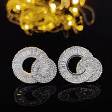 Stud Earrings for Men,18K White Gold Plated Round Square Cubic Zirconia Hypoallergenic Studs Earrings Set for Women