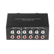Selettore audio stereo RCA bidirezionale a 4 vie (2 ingressi, 4 uscite o 4 ingressi, 2 uscite) con jack L/R per canale audio.