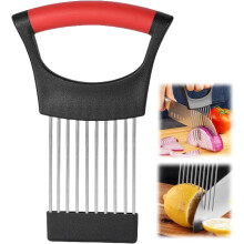 Onion Slice Holder, 2026 New Stainless Steel Holder for Slicing, Chopper Assistant Tool, Cutter for Meat, Onion, Potato, Tomato - Kitchen Gadgets
