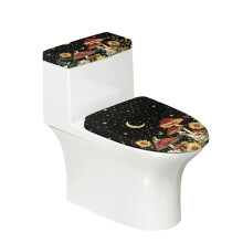 Capac de toaletă reglabil cu model de stele, fund elastic, antiderapant, curățare ușoară, compatibil cu toate tipurile de toalete, 43x53 cm