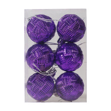 6 PCS Shatterproof Weave Striped Christmas Ball Ornaments, Purple, for Tree, DIY, Gifts, Home, Holiday, Wedding, Party Decor – Compatible with