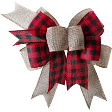 Φιόγκοι από λινάτσα Buffalo Plaid για στεφάνι – Πακέτο των 2, 12"x9.4", Ρουστίκ διακόσμηση