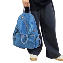 Rucsac de școală pentru laptop la modă, din denim, multifuncțional, pentru colegiu și umăr