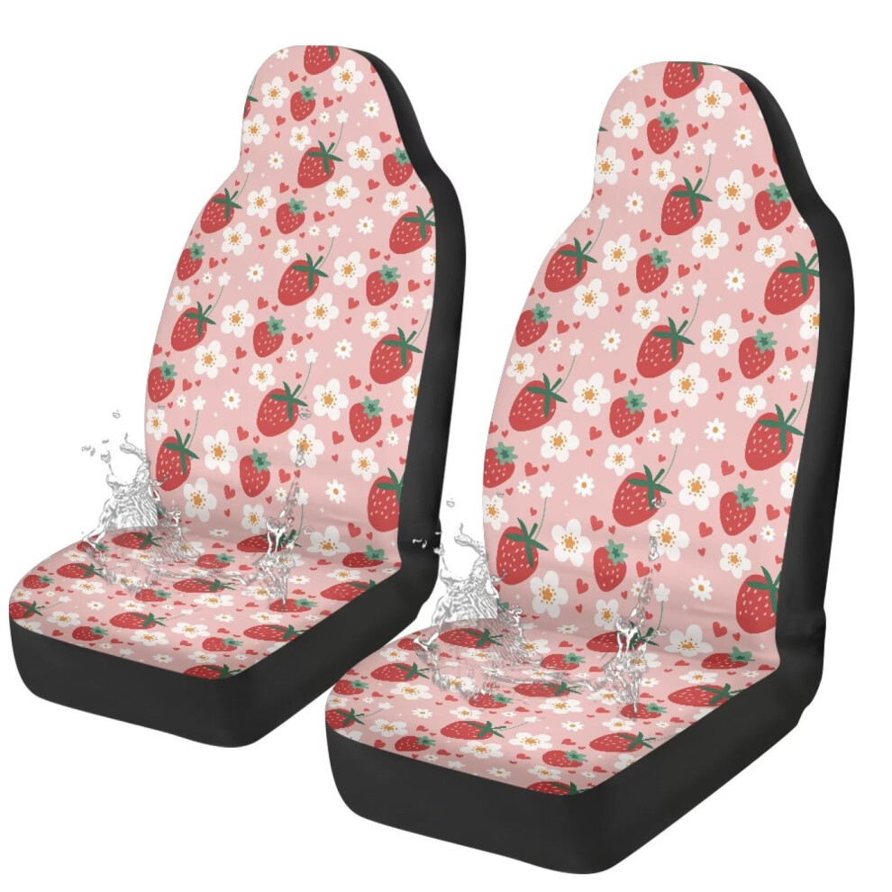 Strawberry Car Seat Covers 2Pcs Waterproof Breathable Pink 913211575079