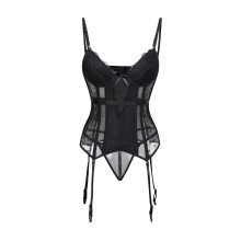 Sexy Lace Up Floral Garter Underwire Teddy Bodysuit Lingerie Belt Women Top One Piece