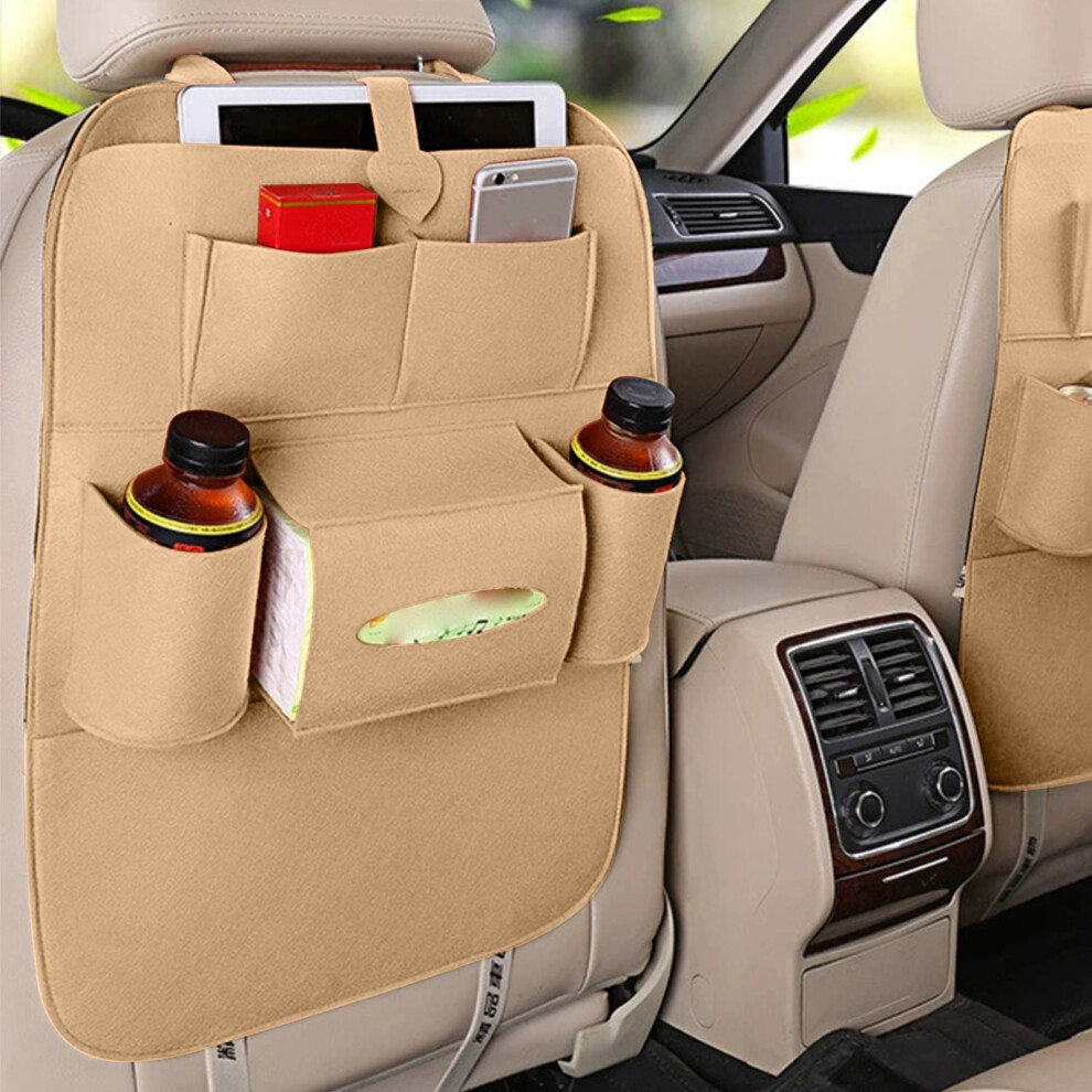 Foldable Pu Leather Car Back Seat Organizer With Table Tray For Kids, Pets, Suv/Truck Â Compatible With Most Vehicles 9327961751392