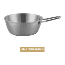 Korean-Style 304 Stainless Steel Rice Wine Bowl, Golden with Handle – Hot/Cold Use, Compatible with B.B. Kimchi, Ramen, Ramyun