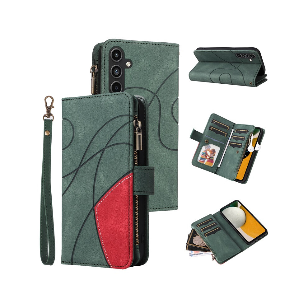 Samsung Galaxy A15 Wallet Case With 9-Card Holder, Zipper Pocket & Wrist Strap Â Compatible With Galaxy A15 5G, Green 9327961751521