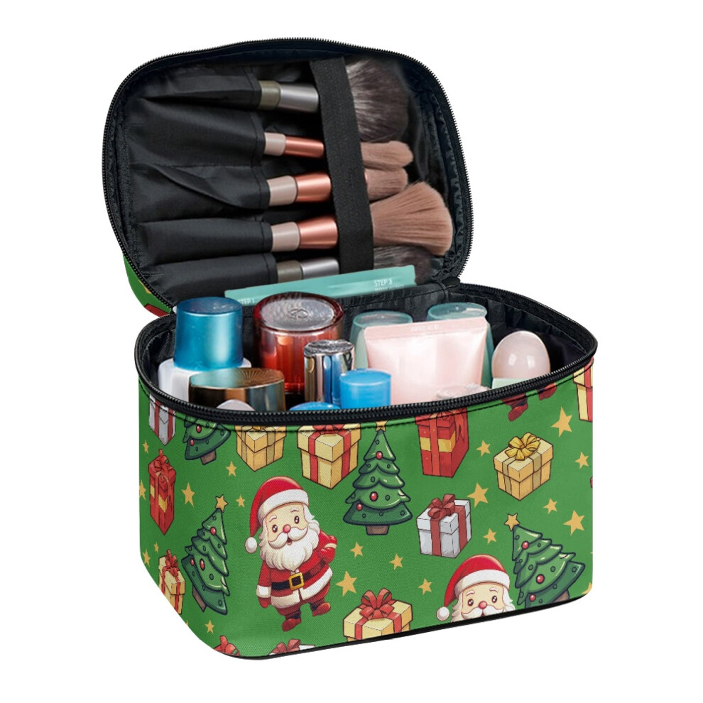 Portable makeup bag organizer polyester double zipper