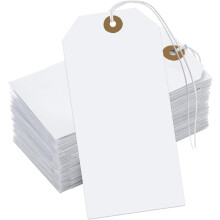 White Paper Hanging Tags with String, 100 pcs, 4.76"2.36", Writable Gift Tags for All Occasions