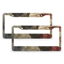 Bald Eagle Over Flag License Plate Frames Aluminum 2-Pack