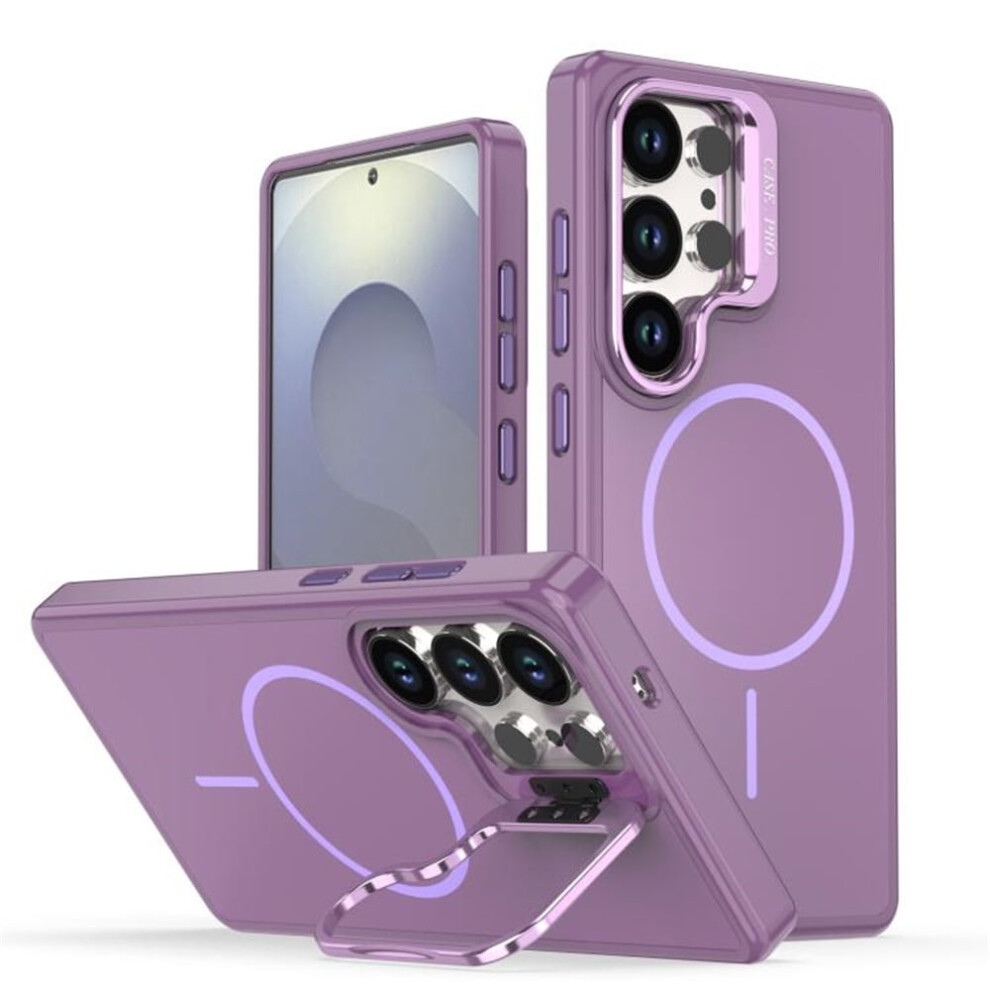 Slim Frosted Phone Case For Samsung Galaxy S24 Ultra 5G, Magsafe Compatible, Metal Camera Protection & Kickstand Purple 9327961752641