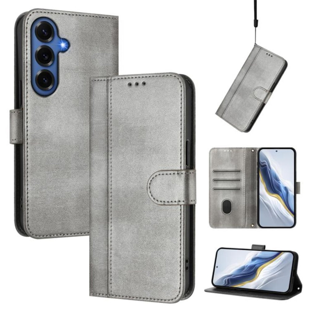 Compatible With Samsung Galaxy S26+ 5G 6.7" Wallet Flip Leather Tpu Case With Card Holder, Wrist Strap & Shockproof Protection Â Grey 9353595664487