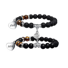 Set of 2 Matching Magnetic Heart Bracelets - Perfect Gifts For Mom, Dad, Daughter, Son (5096)