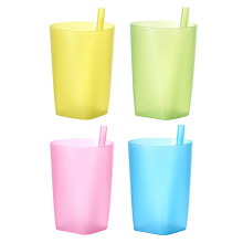 4pcs Baby Candy Color Sippy Cups Children Feeding and Drinking Straw Cups