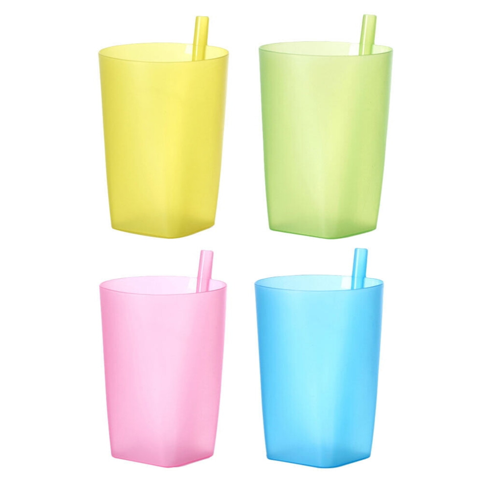 4pcs Baby Candy Color Sippy Cups Children Feeding and Drinking Straw Cups