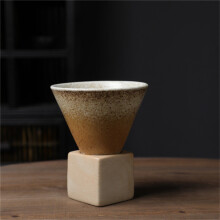 Japanese-style coarse pottery mugs, triangular cone shape with square base, heat-resistant porcelain retro cups for espresso, latte—compatible with