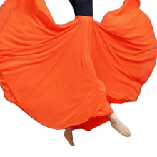 Women 2 Layers Chiffon Lyrical Dance Long Skirt for Latin Ballet Performances