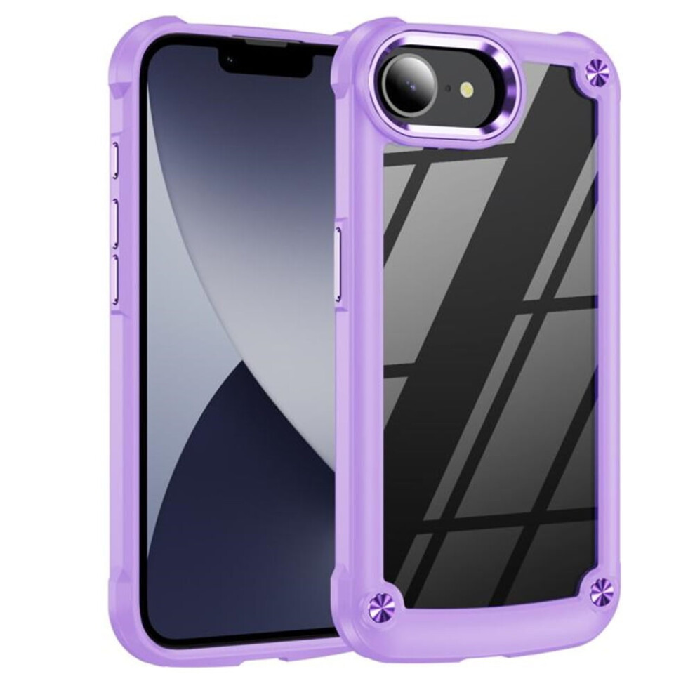 Iphone 16E 6.1" Case Â Four-Corner Airbag, Electroplated Alloy Lens Protection, Hard Clear Scratch-Resistant Back, Purple 9327961752955