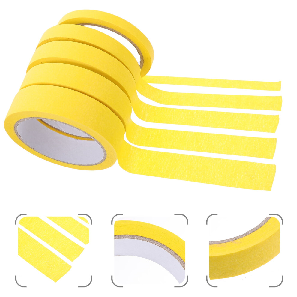 5 Rolls Painter's Tape For Automotive Masking, Car Refinish, Vehicle, High Adhesion Auto Masking Tape Yellow 9353595665651