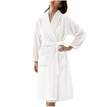 asdoklhq Satin Robe for Women Leisure Flannel Pajamas Bathrobes Sleeping Gowns Couple's Home Clothes White L