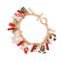 Festive Christmas Tree And Snowflake Bracelets Colorful Beaded Wrist Chain Jewelry Gifts For Women's Holiday Outfits