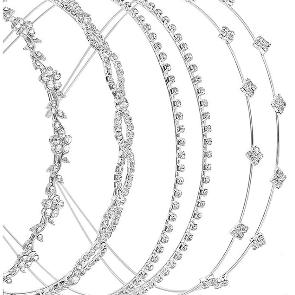 Bridal Headbands with Rhinestones Silver 4 pcs