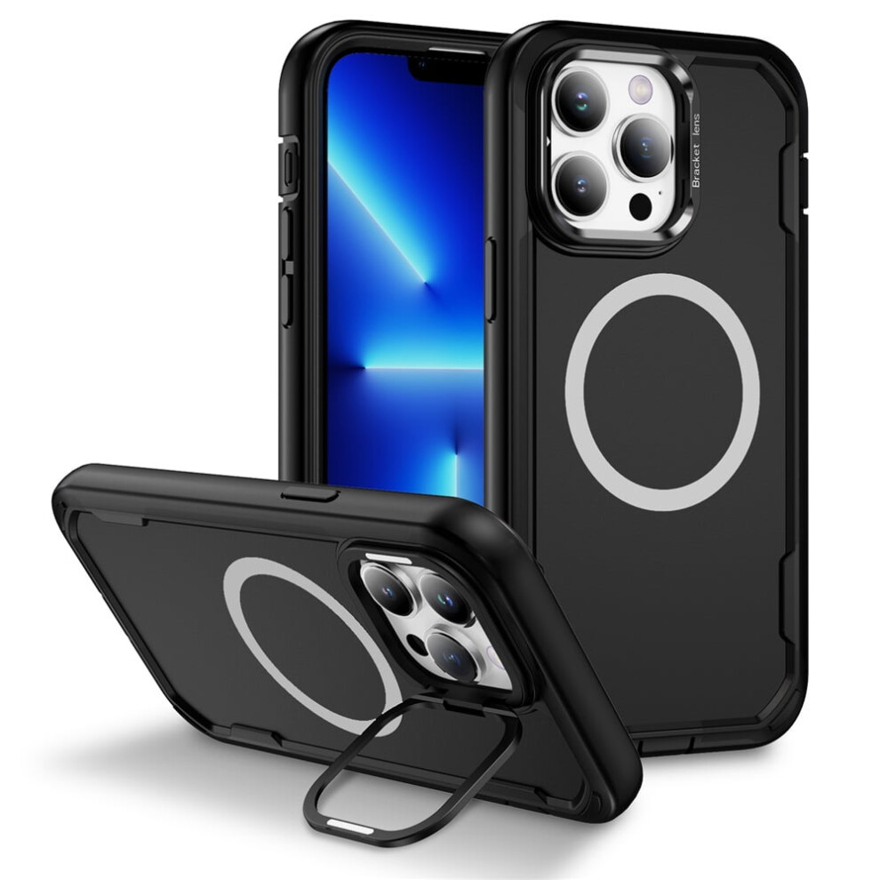 Iphone 13 Pro Case With Stand, Magsafe Compatible, Rugged Military-Grade Drop Protection, Built-In Metal Camera Stand, Black 9353595664029
