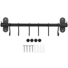 Organizator de bucătărie montat pe perete, șină de agățat în stil nordic de 40 cm cu 6 cârlige, suport multifuncțional pentru ustensile din