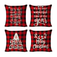 Kerstkussenhoezen in boerderijstijl, decoratieve sierkussenhoezen voor de feestdagen, perfect voor een gezellige woonkamerinrichting, set van 4,
