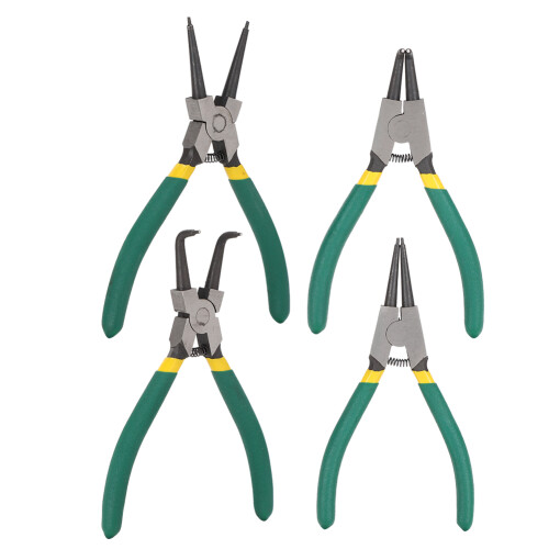 Conjunto de alicates para anéis de retenção internos e externos, robusto, de 7 polegadas, com mandíbulas retas e curvas, em aço forjado 2