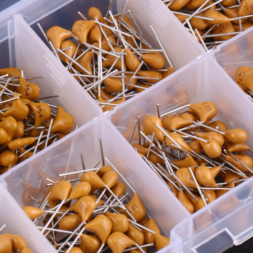 500pcs Monolithic Ceramic Capacitors 0.1μF-10μF with Storage Box