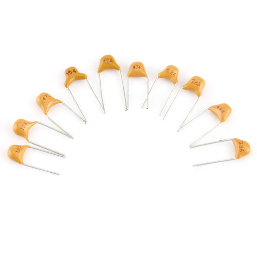 500pcs Multi-Layer Ceramic Capacitors 0.1μF-10μF Storage Box
