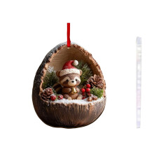 Decorazioni natalizie a forma di ghianda nella foresta – Ciondolo a forma di procione, accogliente decorazione per l'albero di Natale a tema bosco,