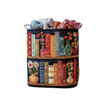 Quiltad tvättkorg Boho tyg blommig förvaringskorg för barnrum sovrum tvättstuga kläder leksaker (M)